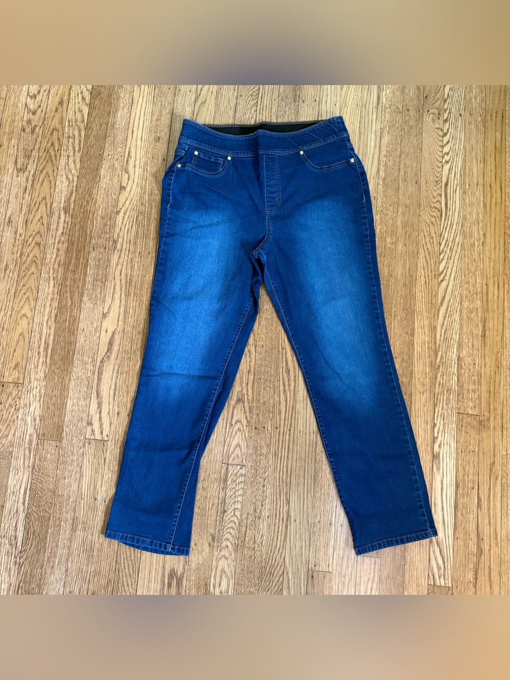 Kim Rogers Dark Blue Elastic Waistband Stretch Denim Jeans size 16